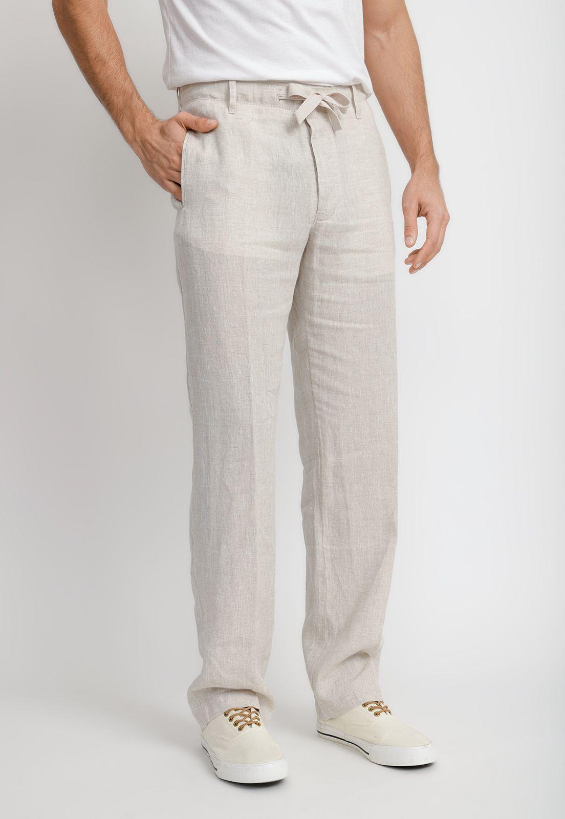 Pantalón Hombre Lino Natural-0