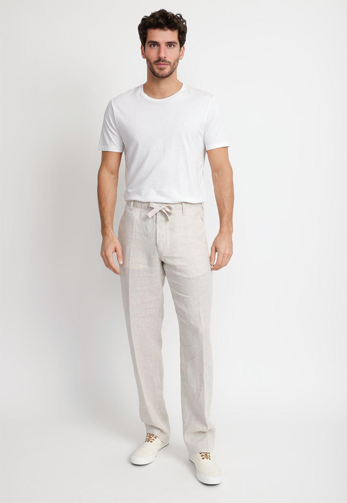 Pantalón Hombre Lino Natural-3