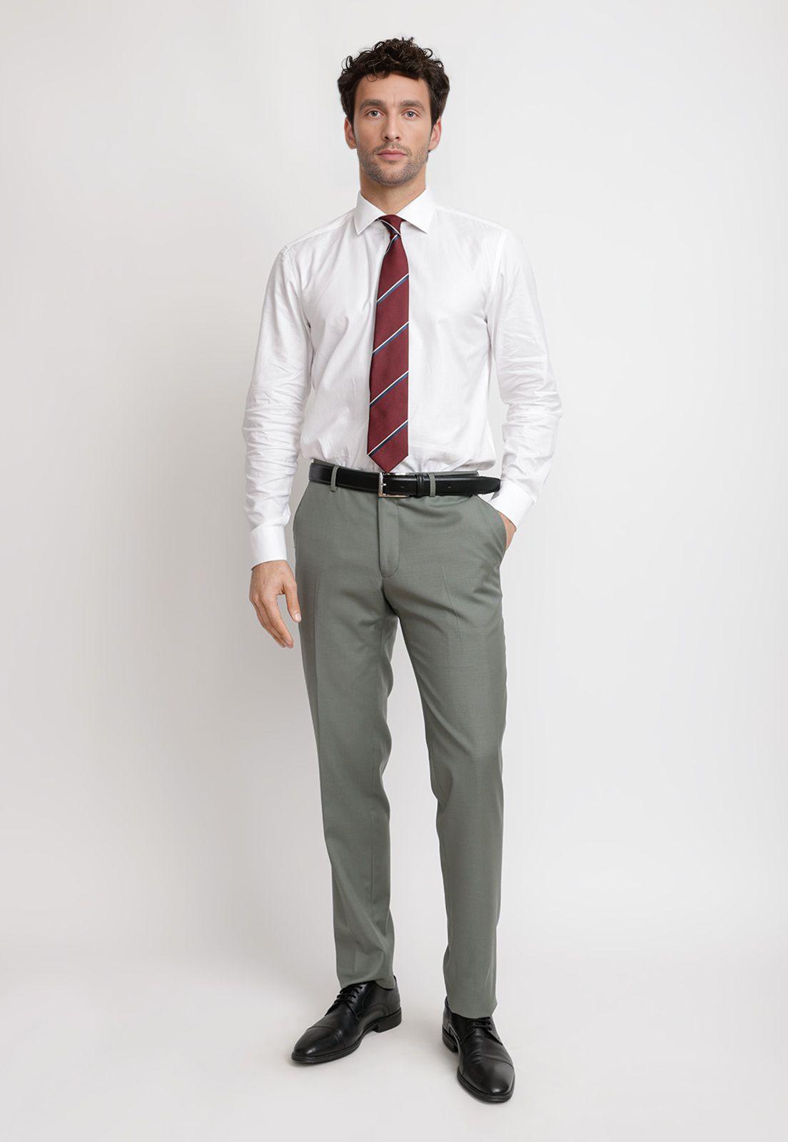 Pantalón Hombre Formal Lana S100'S Mix&Color Verde-3