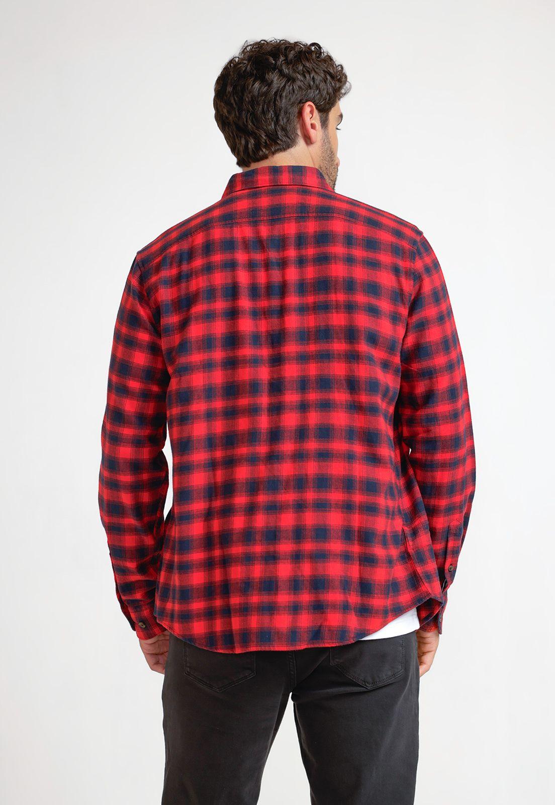 Camisa Hombre A Cuadros De Franela Rojo-1