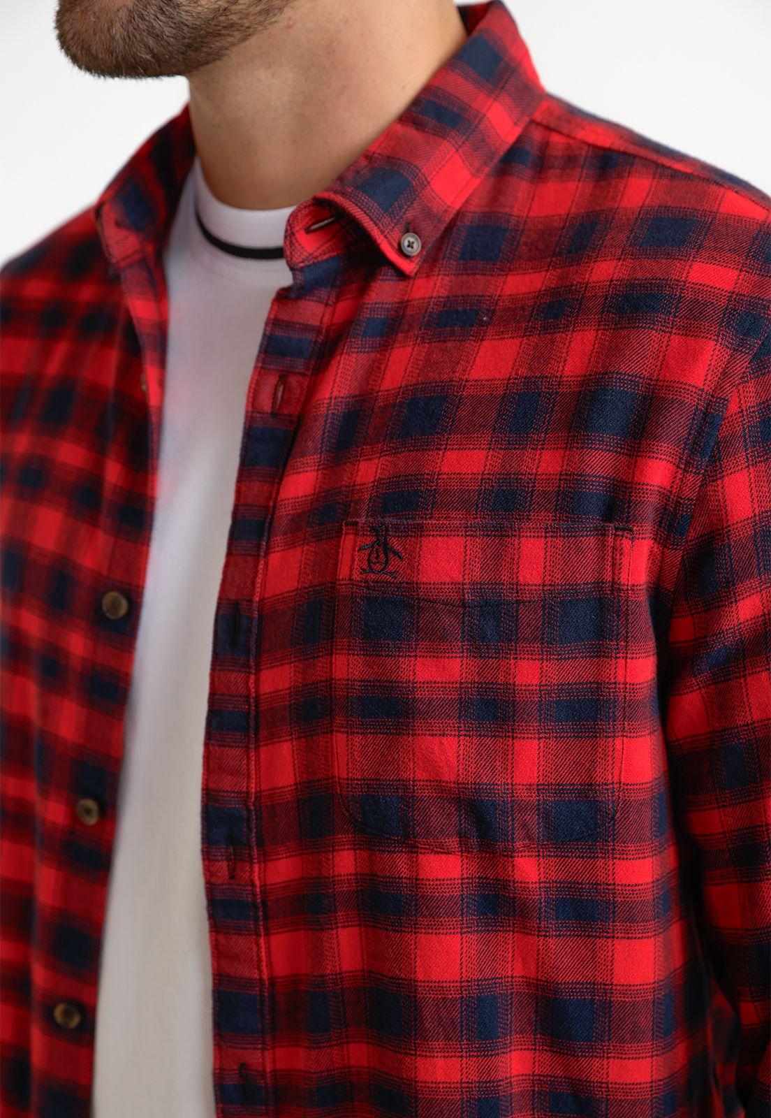 Camisa Hombre A Cuadros De Franela Rojo-2