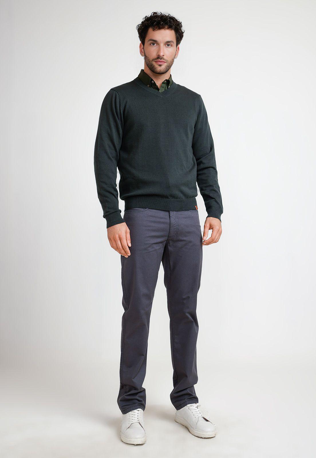 Sweater Hombre Cuello V Parrot Verde-3