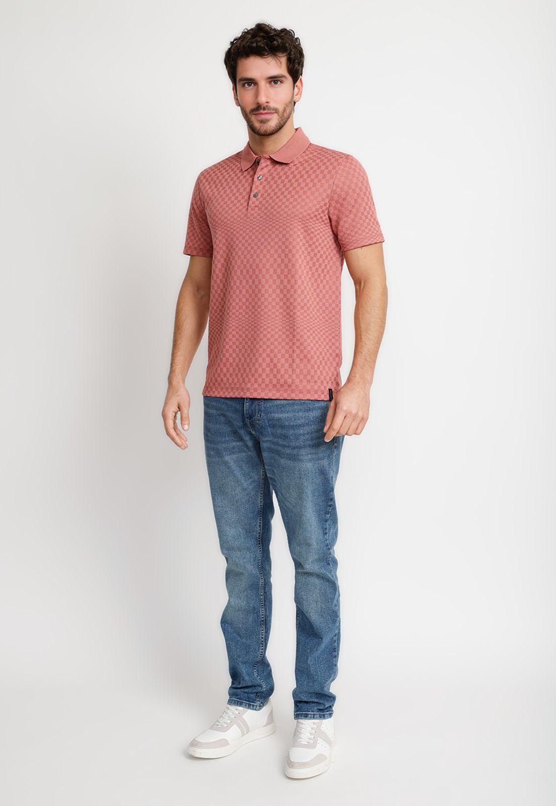 Polera Hombre Polo Manga Corta Rosado-3
