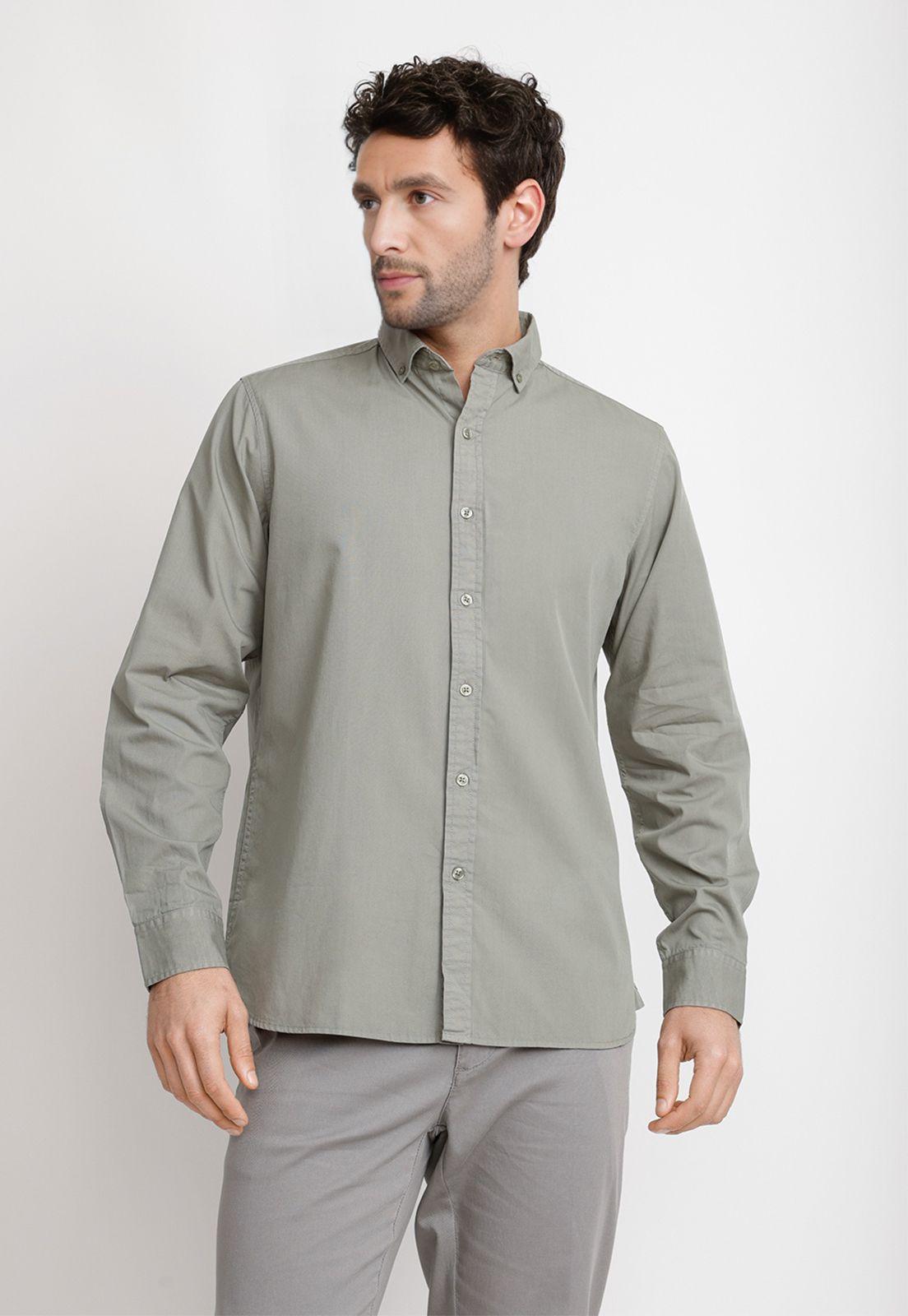 Camisa Lisa Algodón Basilio Verde-0