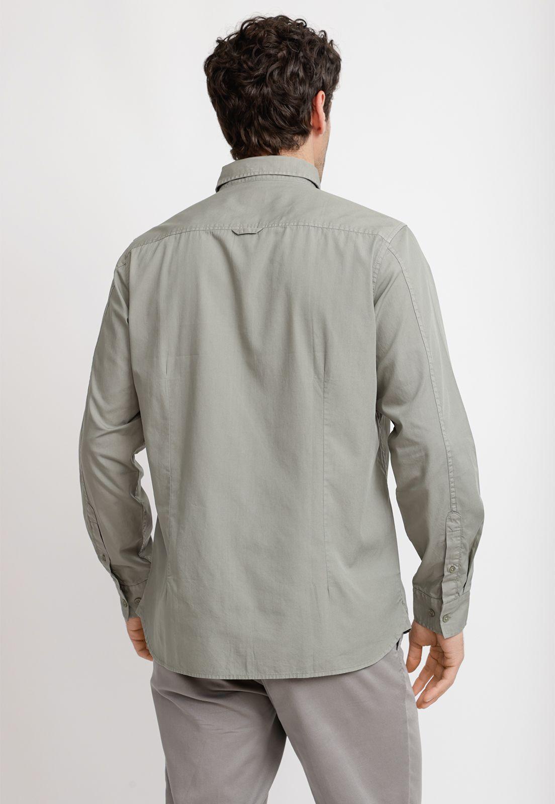 Camisa Lisa Algodón Basilio Verde-1