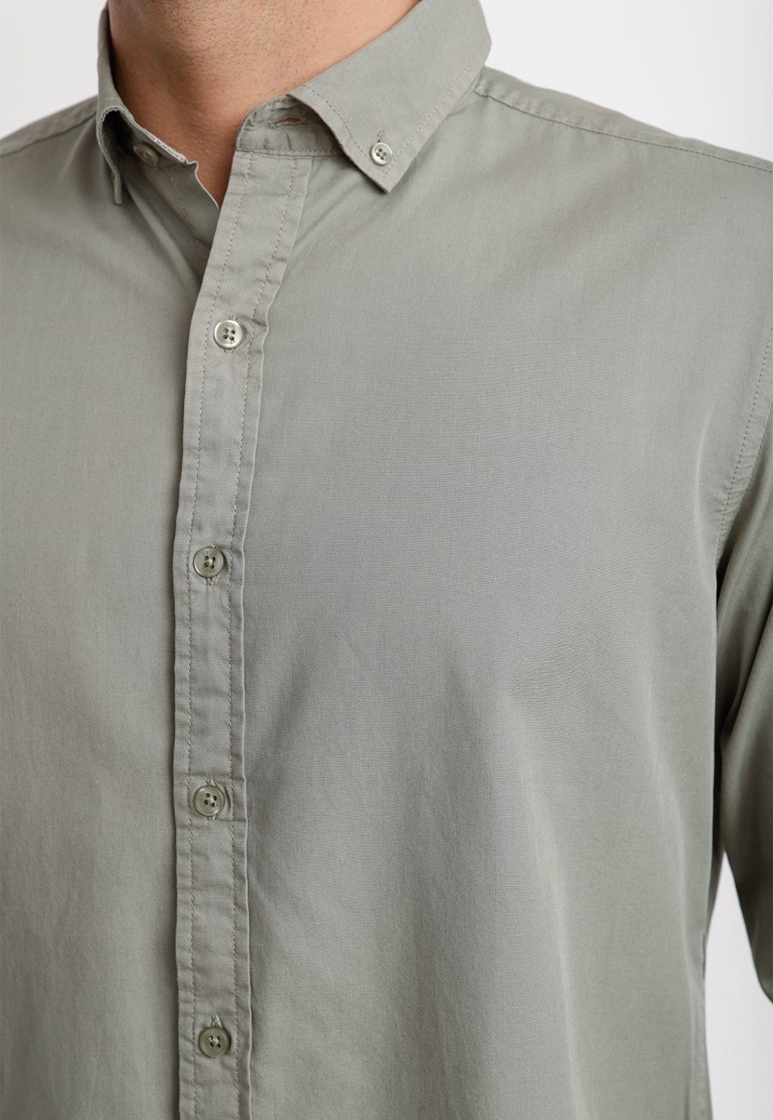 Camisa Lisa Algodón Basilio Verde-2