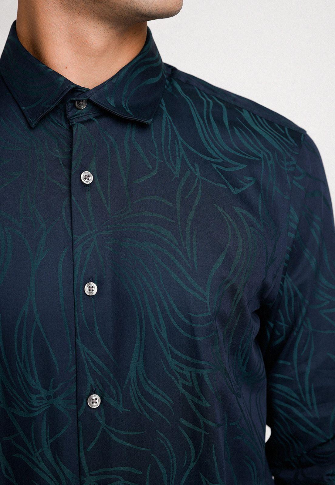 Camisa Hombre Manga Larga Algodón Navy-2