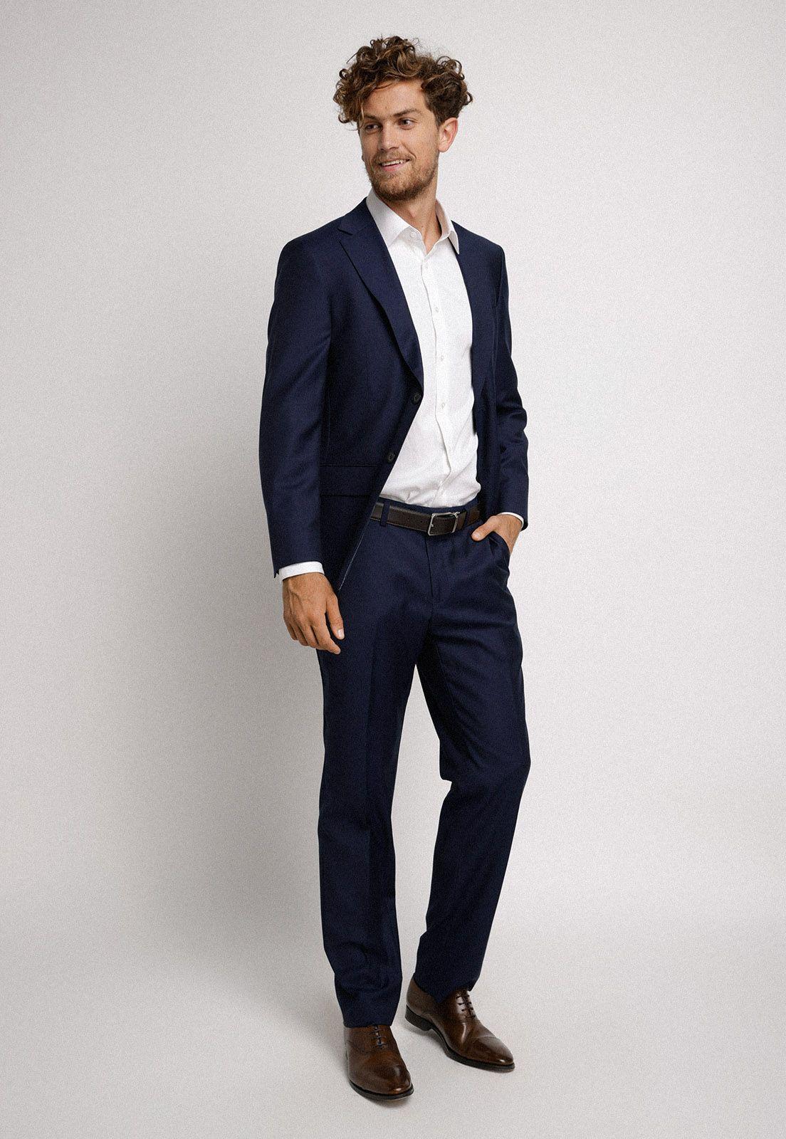 Chaqueta Formal Hombre Slim Fit trad s100 B Lana Azul-3