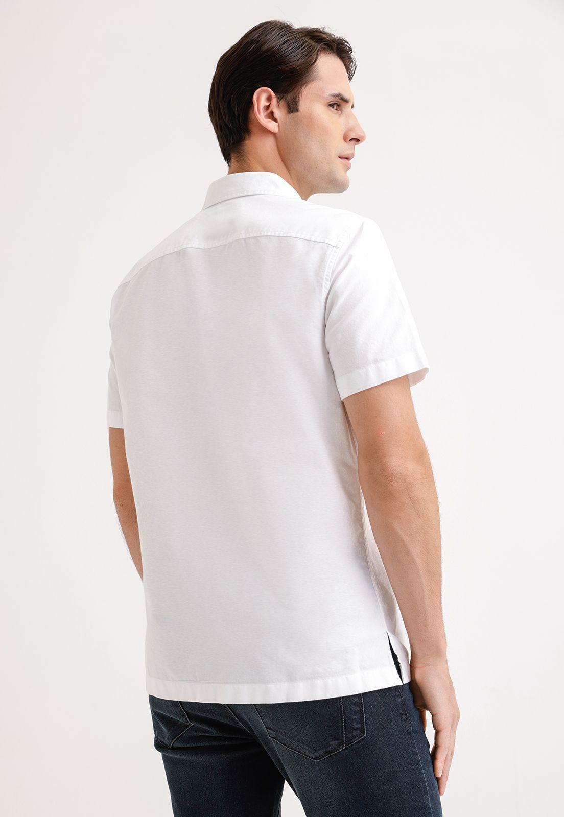 Camisa Hombre Manga Corta Oxford Blanco-1