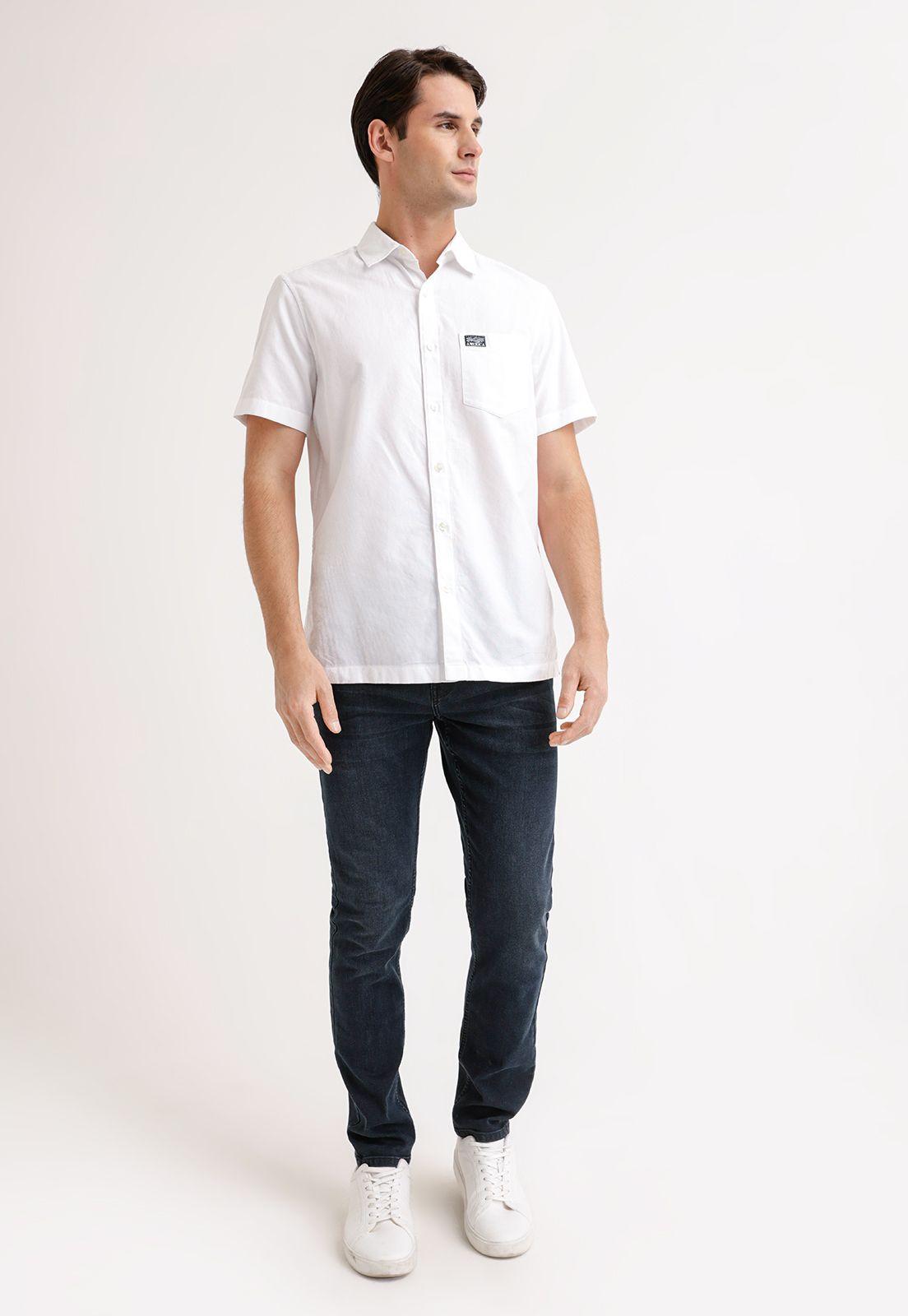 Camisa Hombre Manga Corta Oxford Blanco-3
