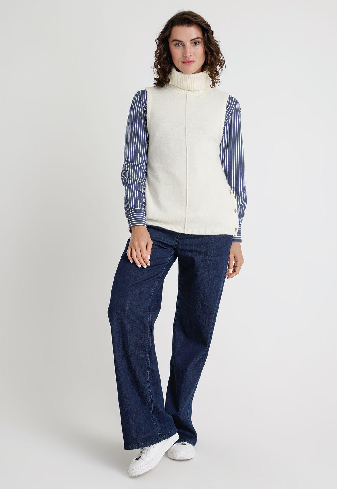 Tejido De Mujer Modelo Campanilla Color Crudo-3