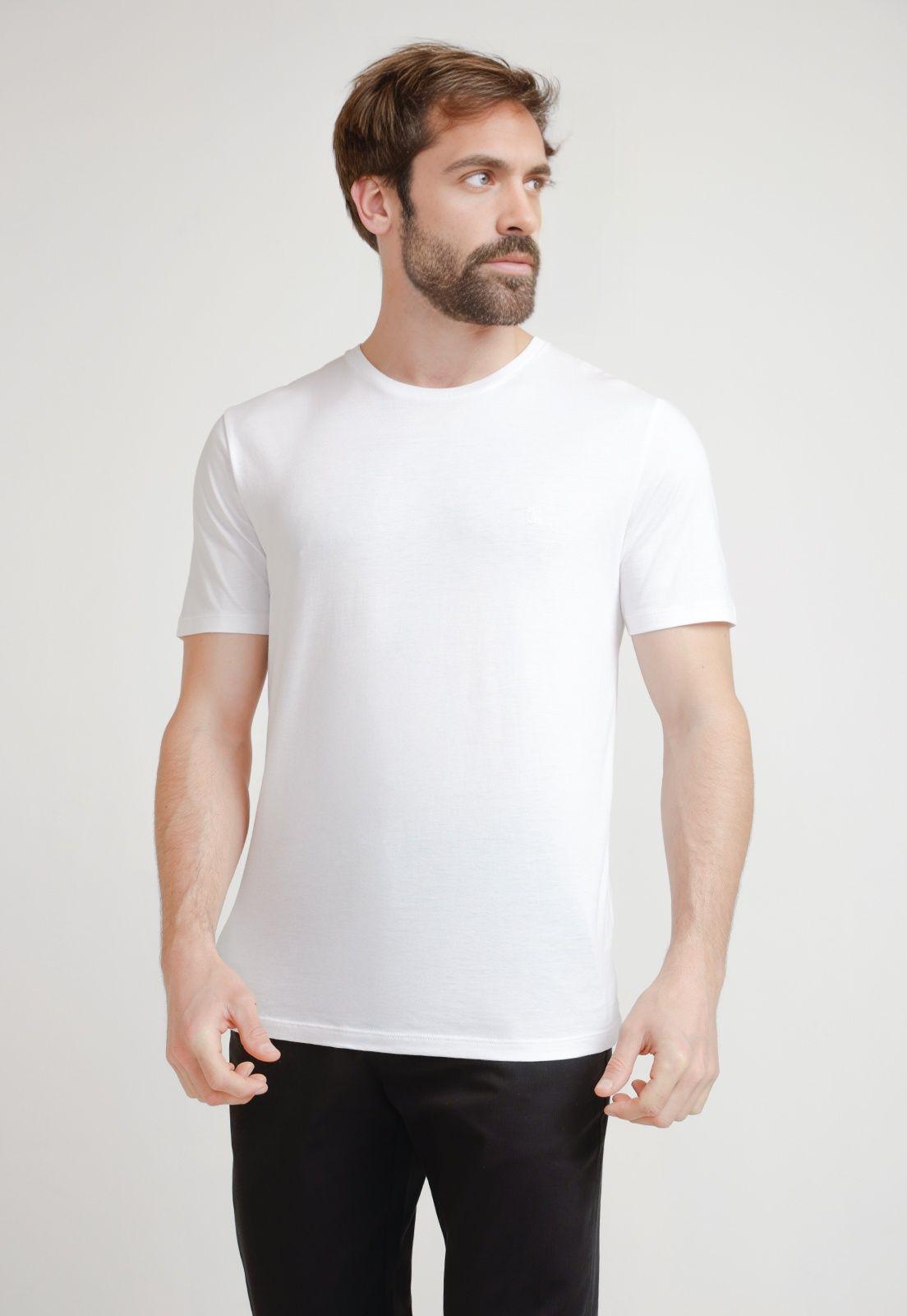 Polera De Hombre Algodón Pima Liso Blanco-0