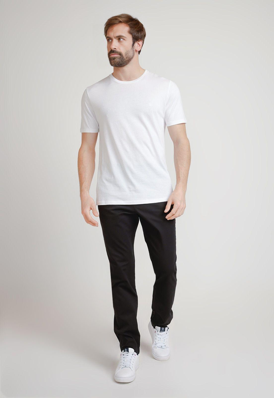 Polera De Hombre Algodón Pima Liso Blanco-3