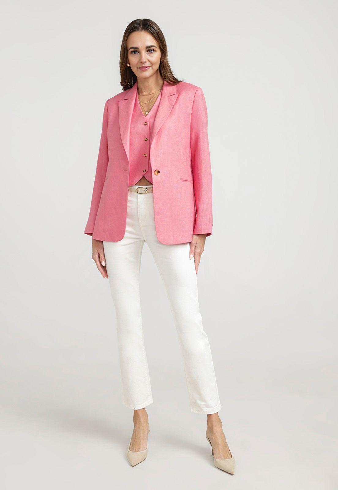 Blazer Mujer Celine Lino Magenta-3