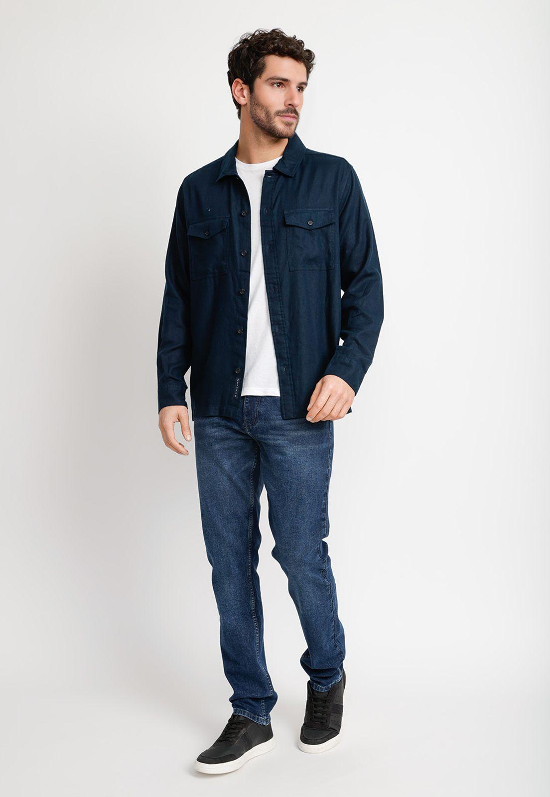 Sobrecamisa Hombre Lino Navy-3