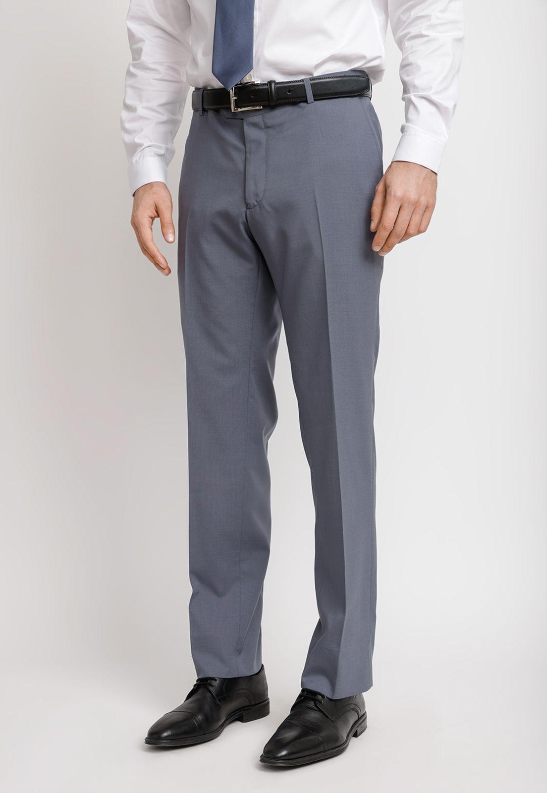 Pantalón Hombre Formal Lana S100'S Mix&Color Azul Piedra-0