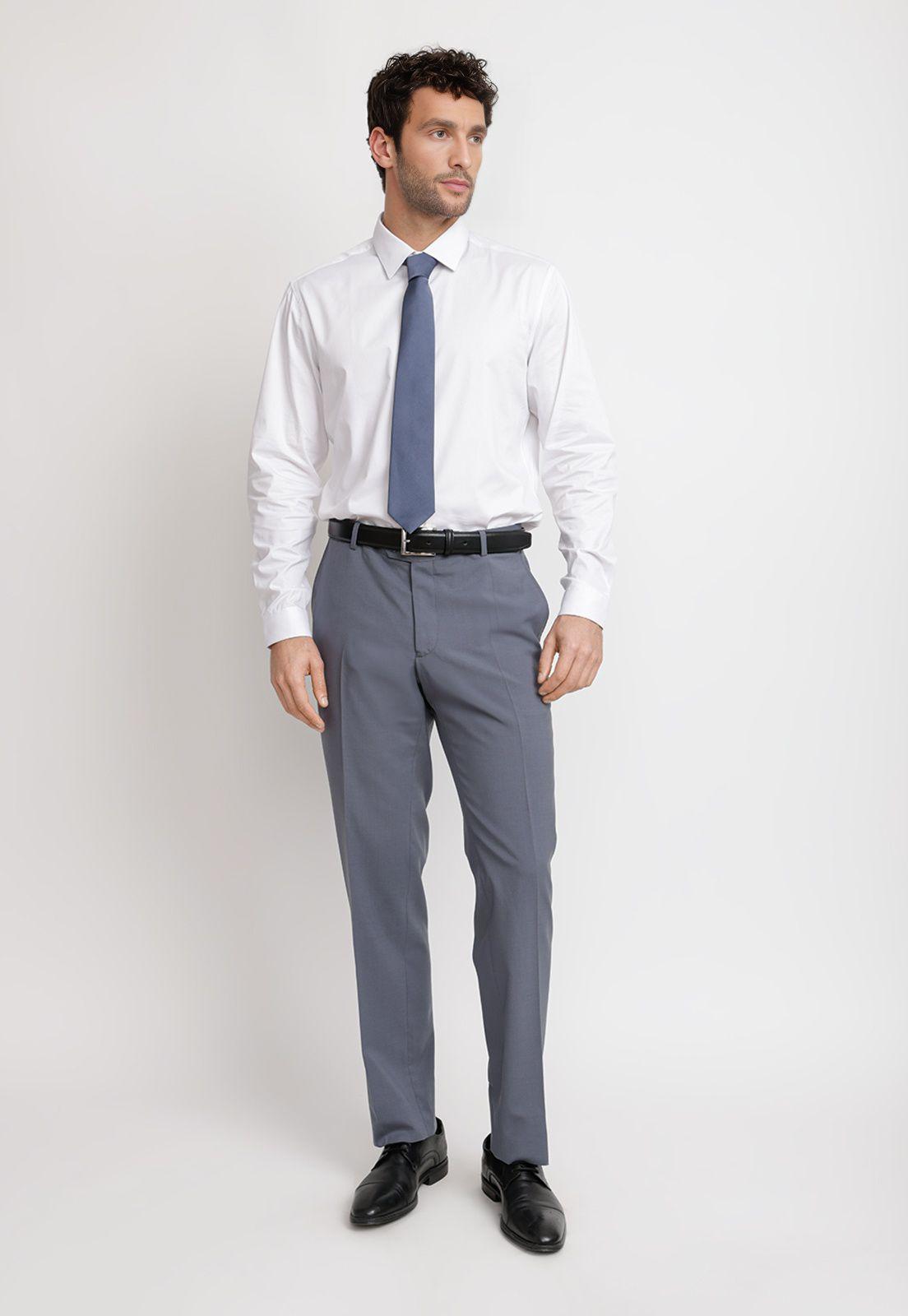 Pantalón Hombre Formal Lana S100'S Mix&Color Azul Piedra-3