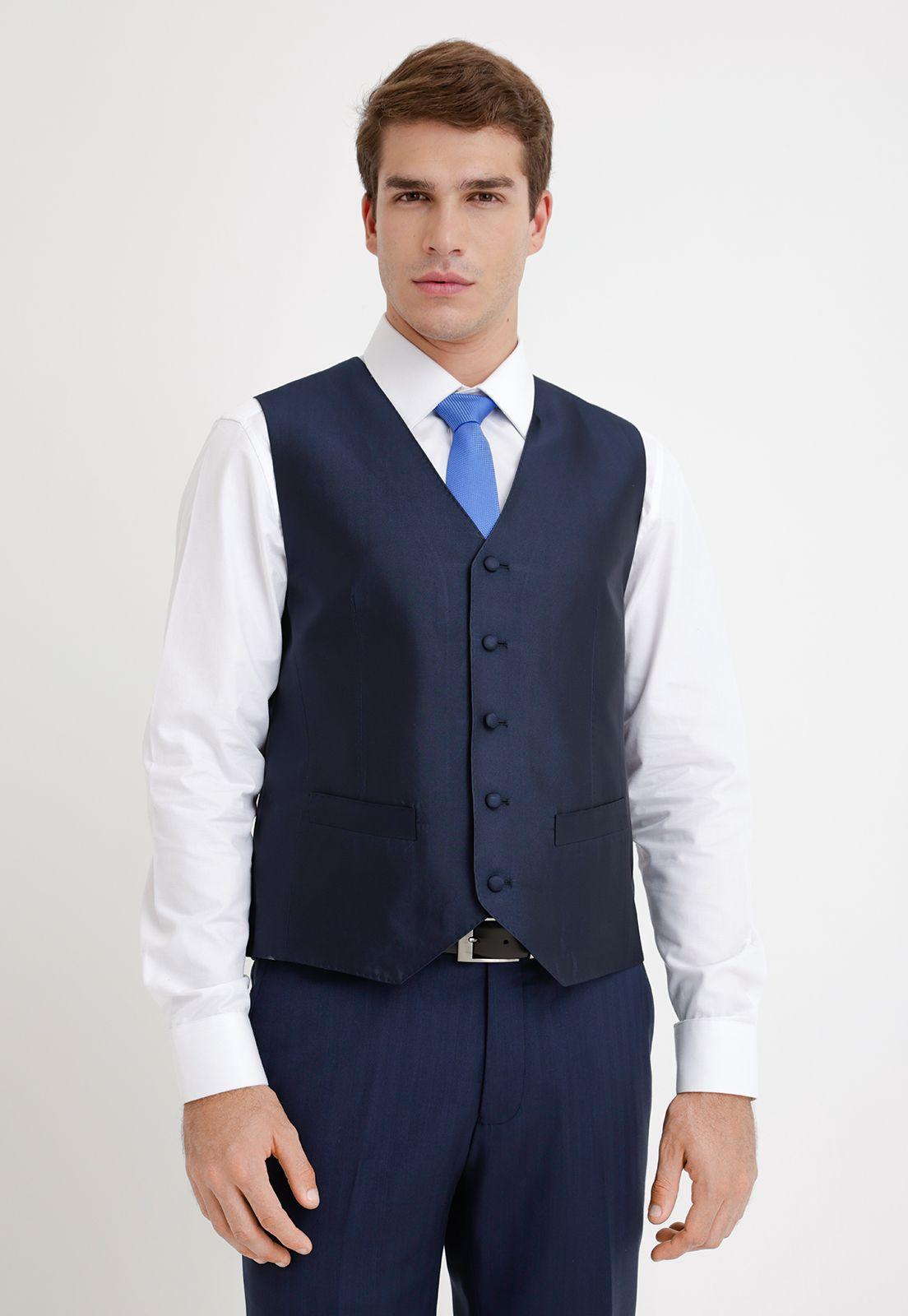Gillet Formal Hombre Seda Liso Regular & Co Azul-0