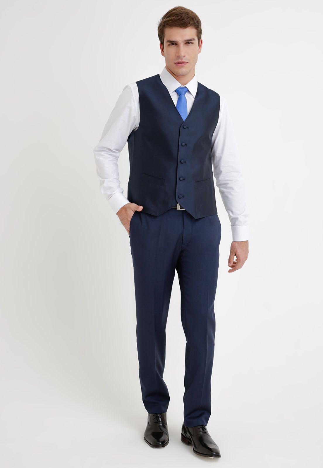 Gillet Formal Hombre Seda Liso Regular & Co Azul-3