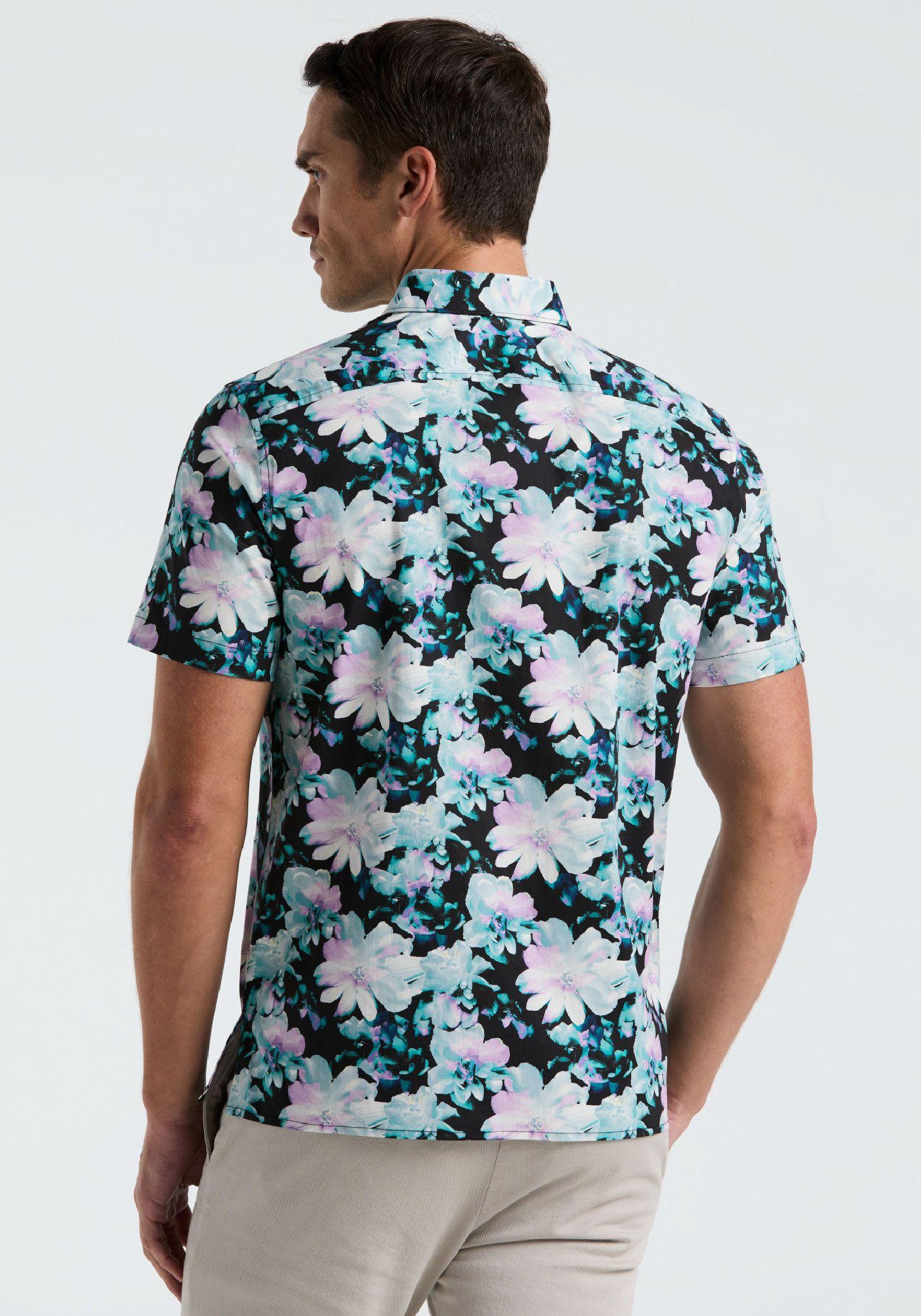 Camisa Hombre Manga Corta Estampada Negro -1