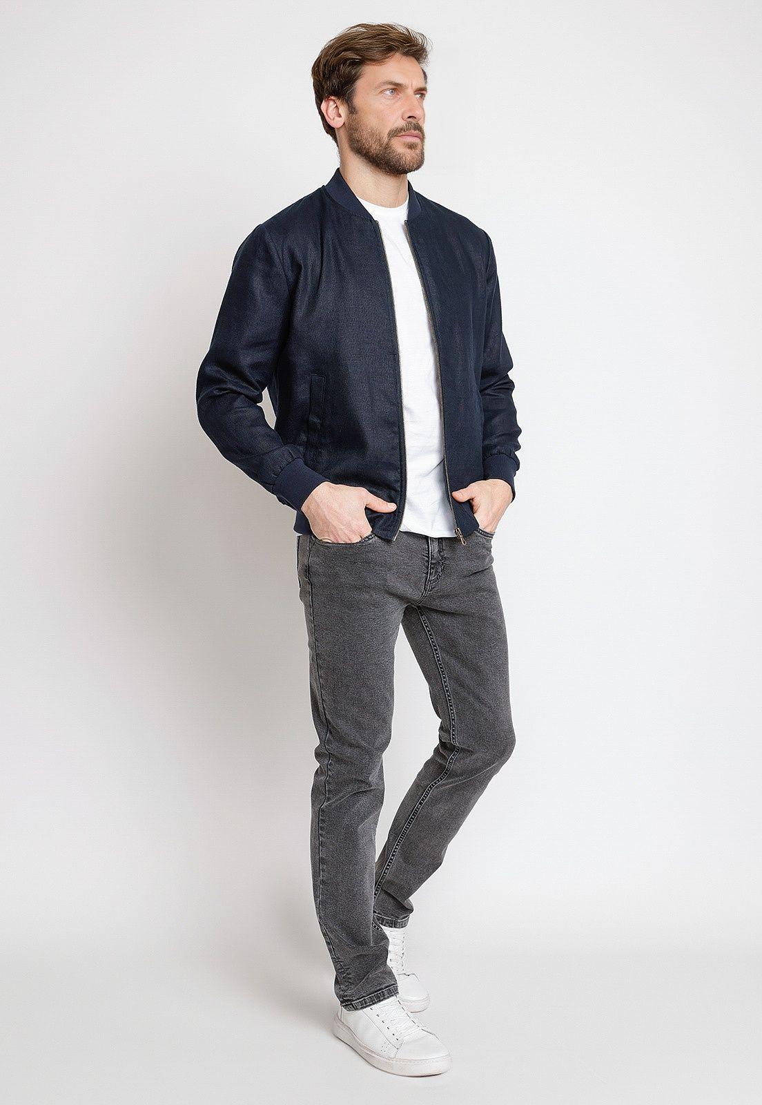 Chaqueta Hombre Lino Liso Slim Tanaka Azul Marino-3