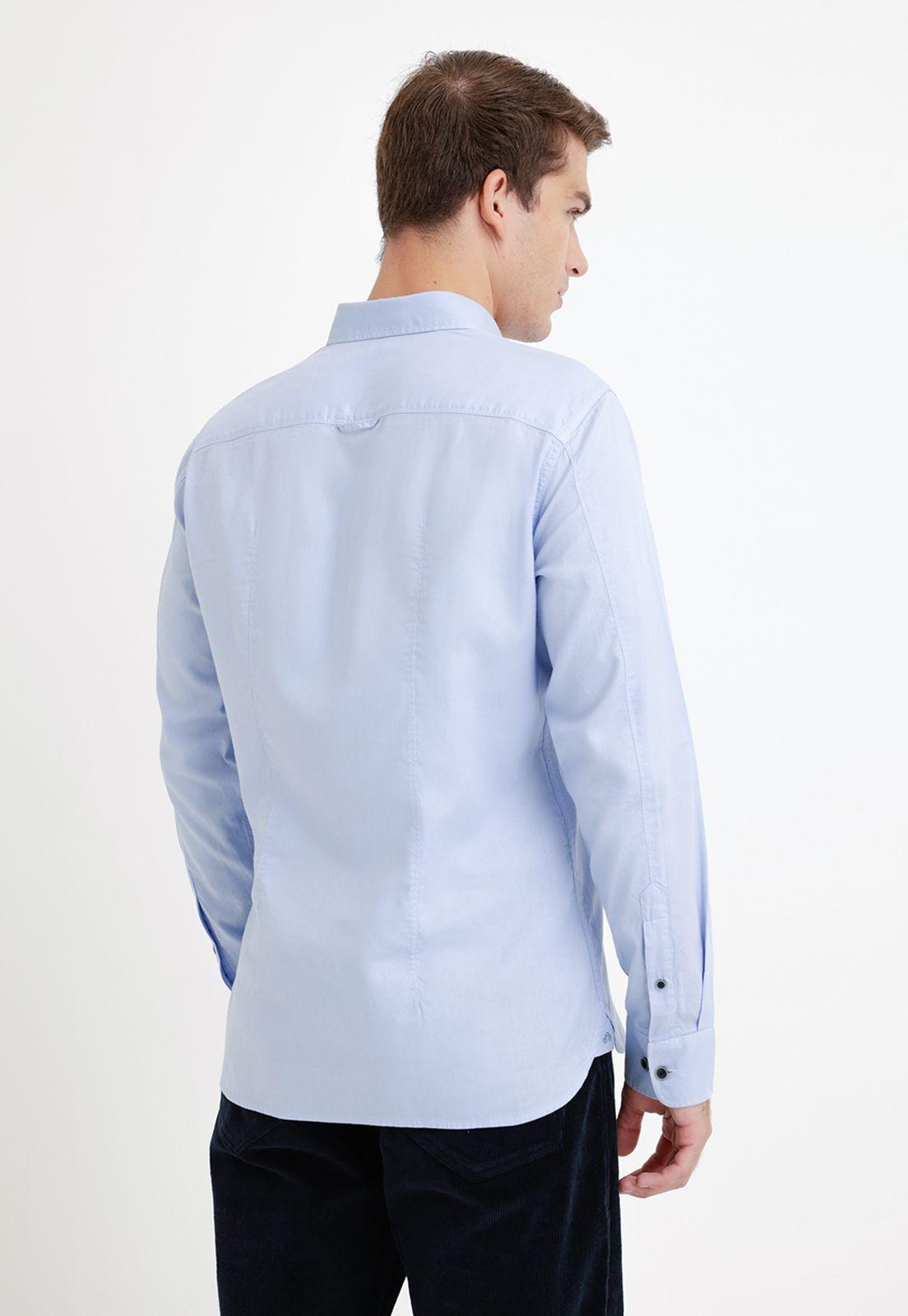 Camisa Hombre Algodón Liso Slim Blake Celeste-1