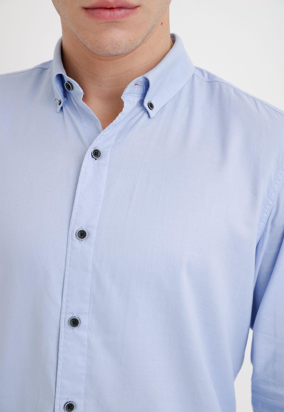 Camisa Hombre Algodón Liso Slim Blake Celeste-2