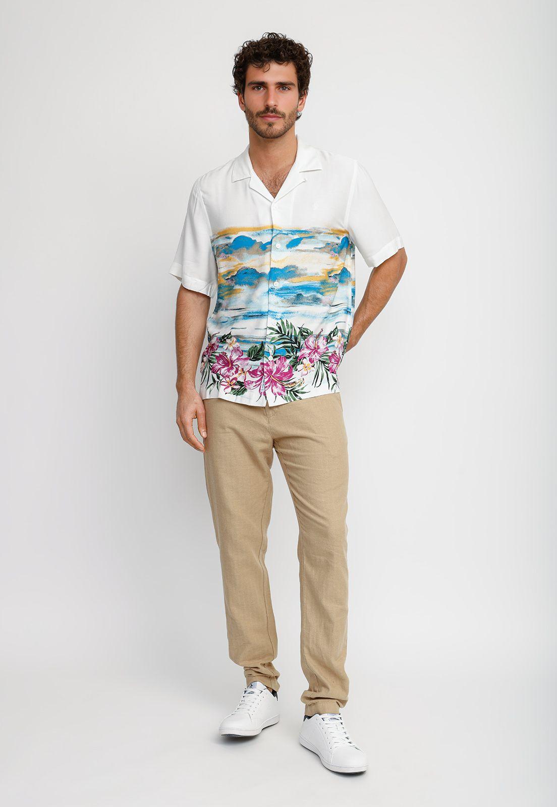 Camisa Hombre Manga Corta Blanca OPWS2517-3