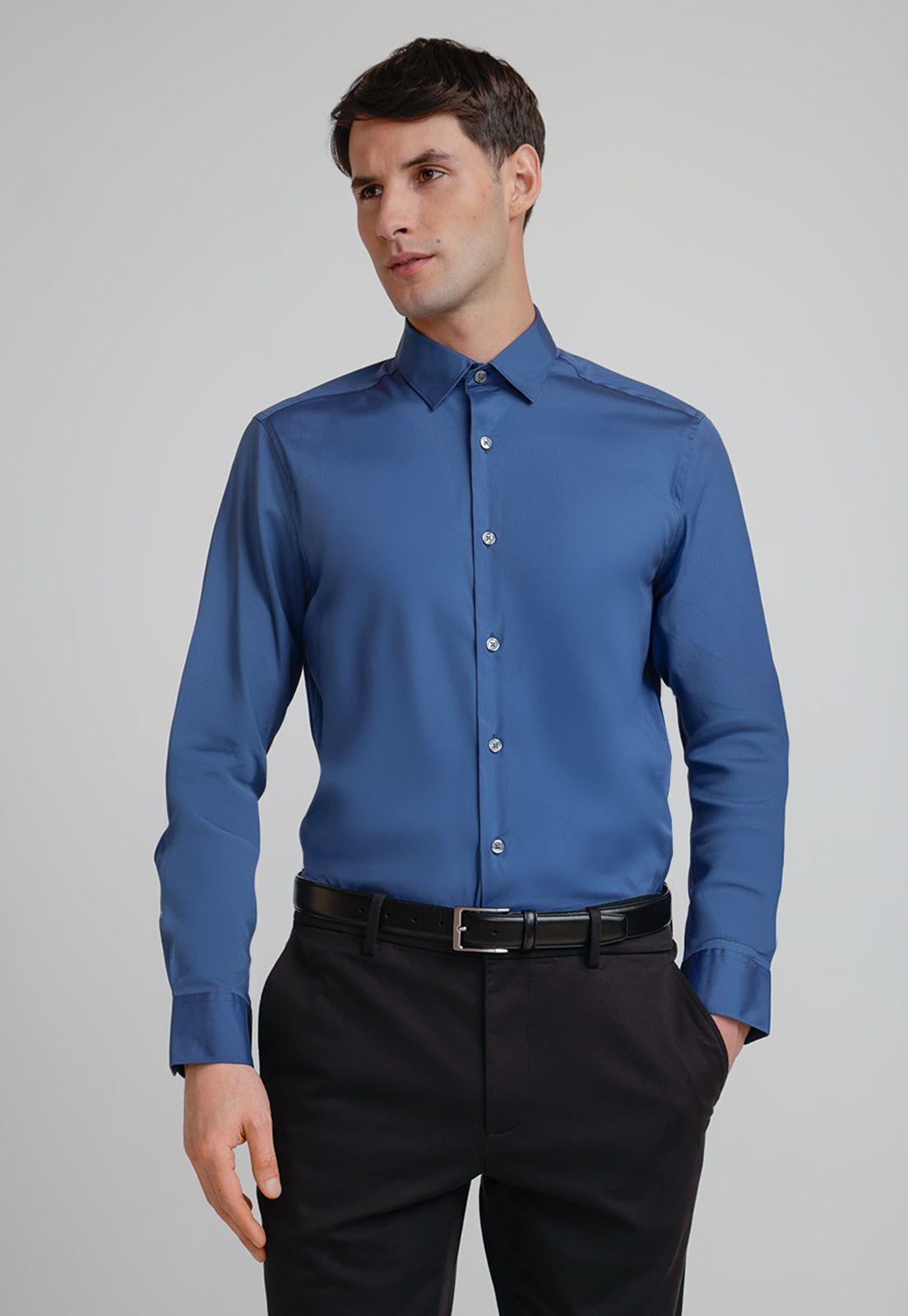 Camisa Hombre Smart Azul Piedra-0
