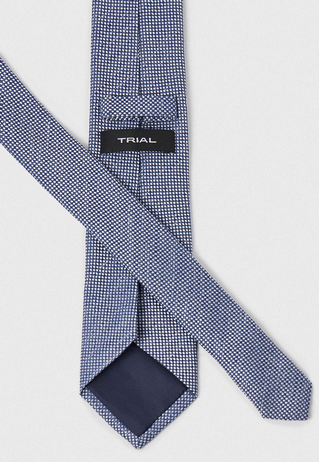 Corbata Hombre Formal Algodón Liso Travel Azul-2