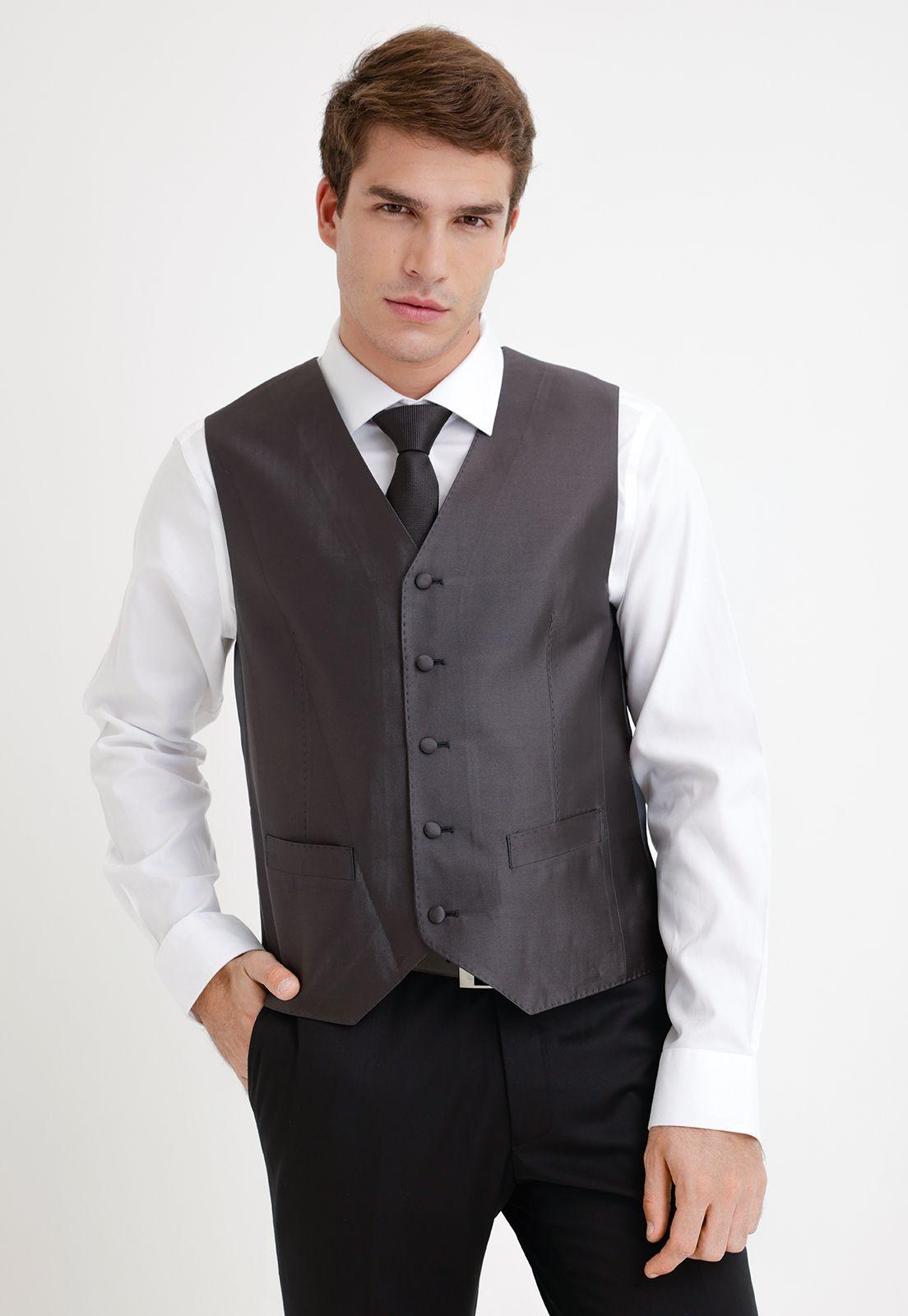 Gillet Formal Hombre Seda Liso Regular & Co Marengo-0