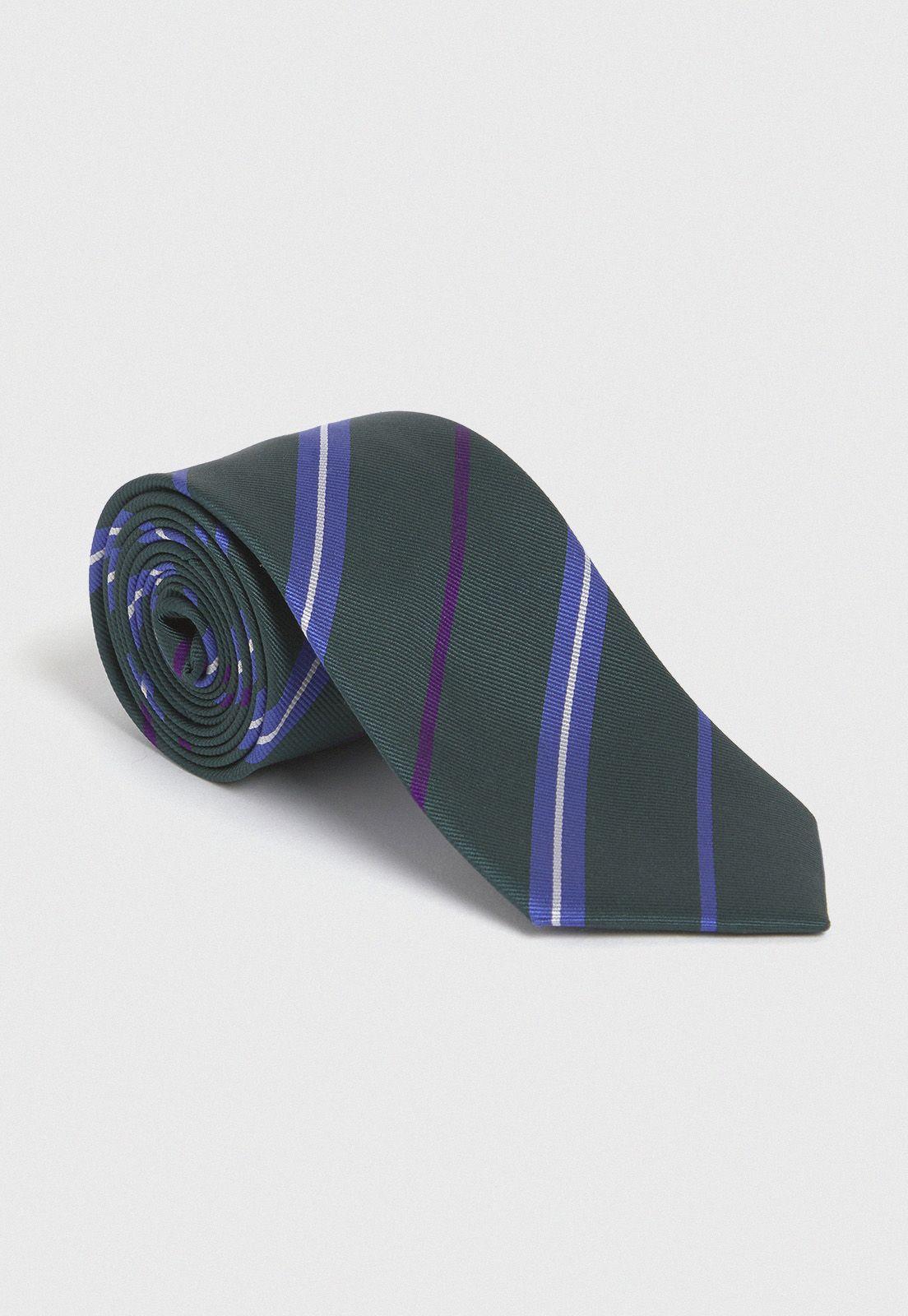 Corbata Formal Hombre Seda Diseño Travel Verde-2