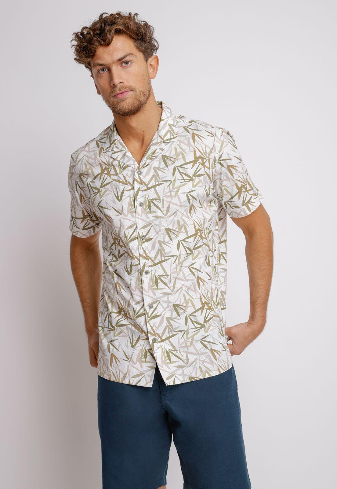 Camisa Manga Corta hombre Relaxed fit Buck Algodón Verde-0