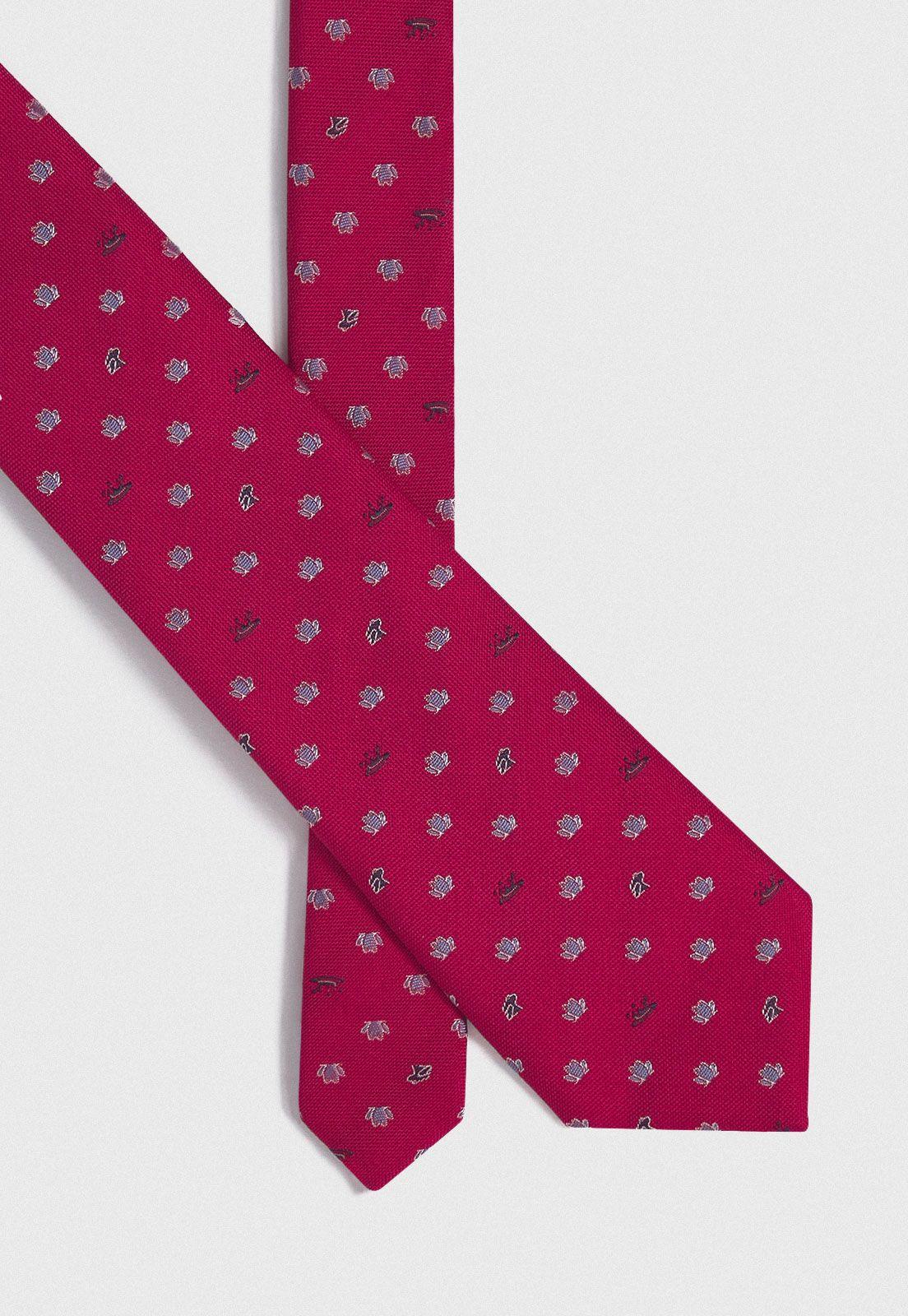 Corbata Formal Hombre Mezcla Seda Algodón Estampado Executive Rojo-1