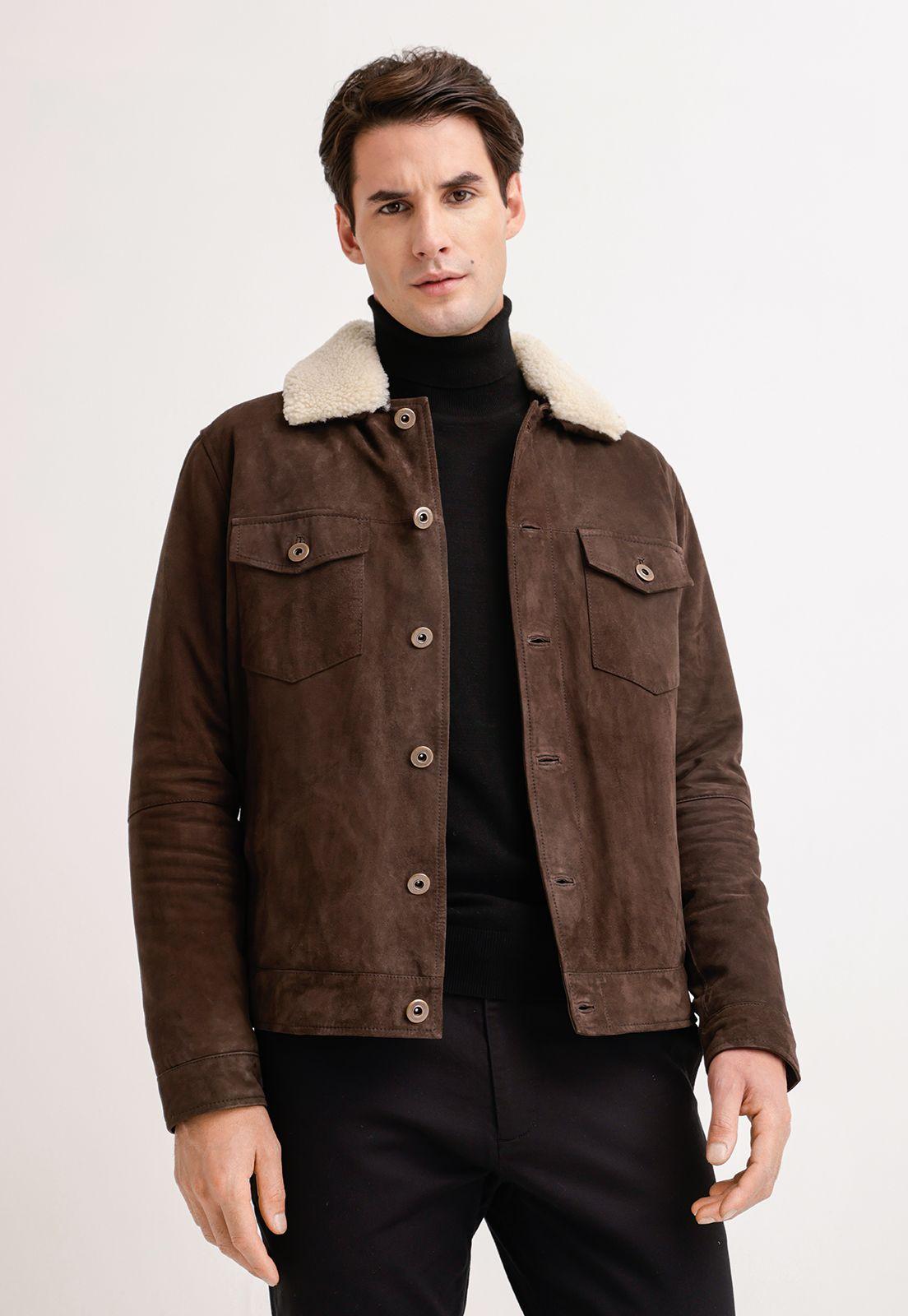 Chaqueta Cuero Suede Hombre-0