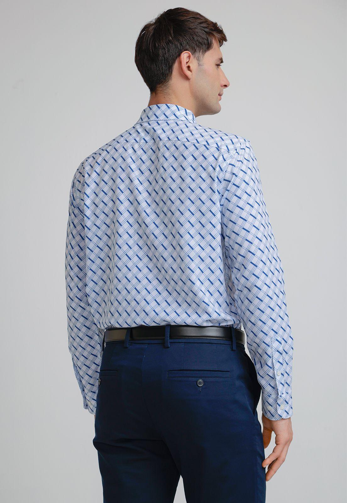 Camisa Hombre Total Stretch Estampada Blanca-1