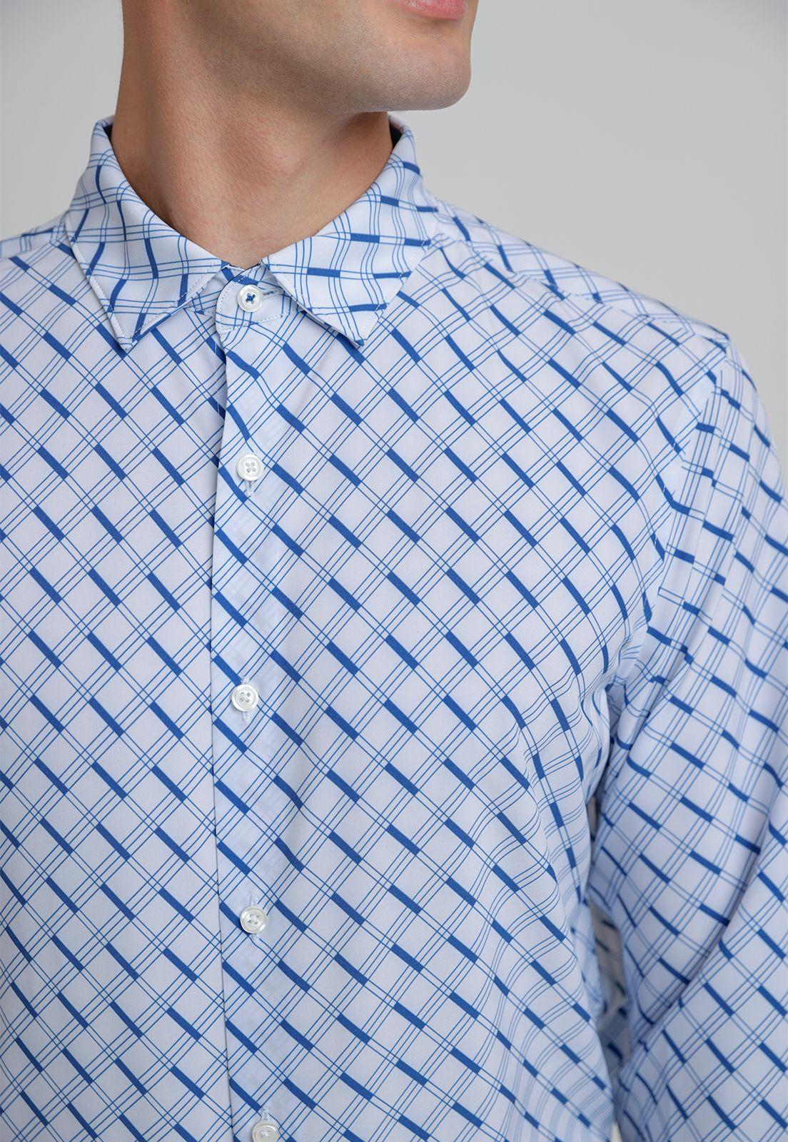 Camisa Hombre Total Stretch Estampada Blanca-2