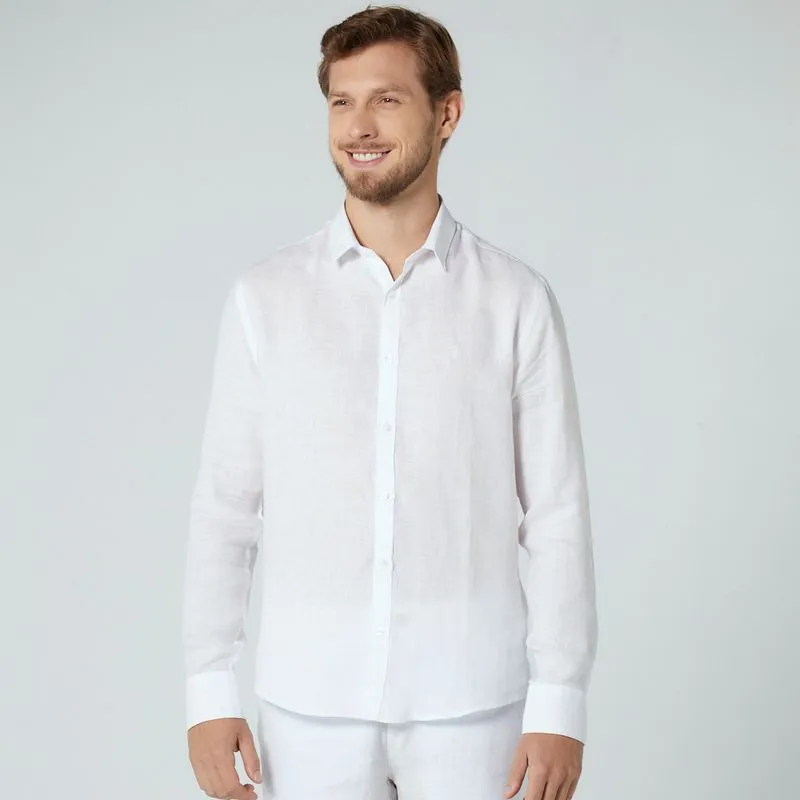 Camisa Hombre Manga Larga Pete Lino Blanco-0