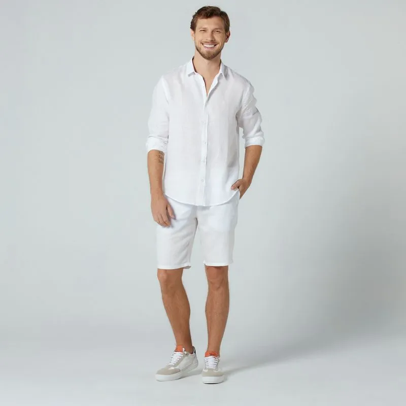 Camisa Hombre Manga Larga Pete Lino Blanco-3