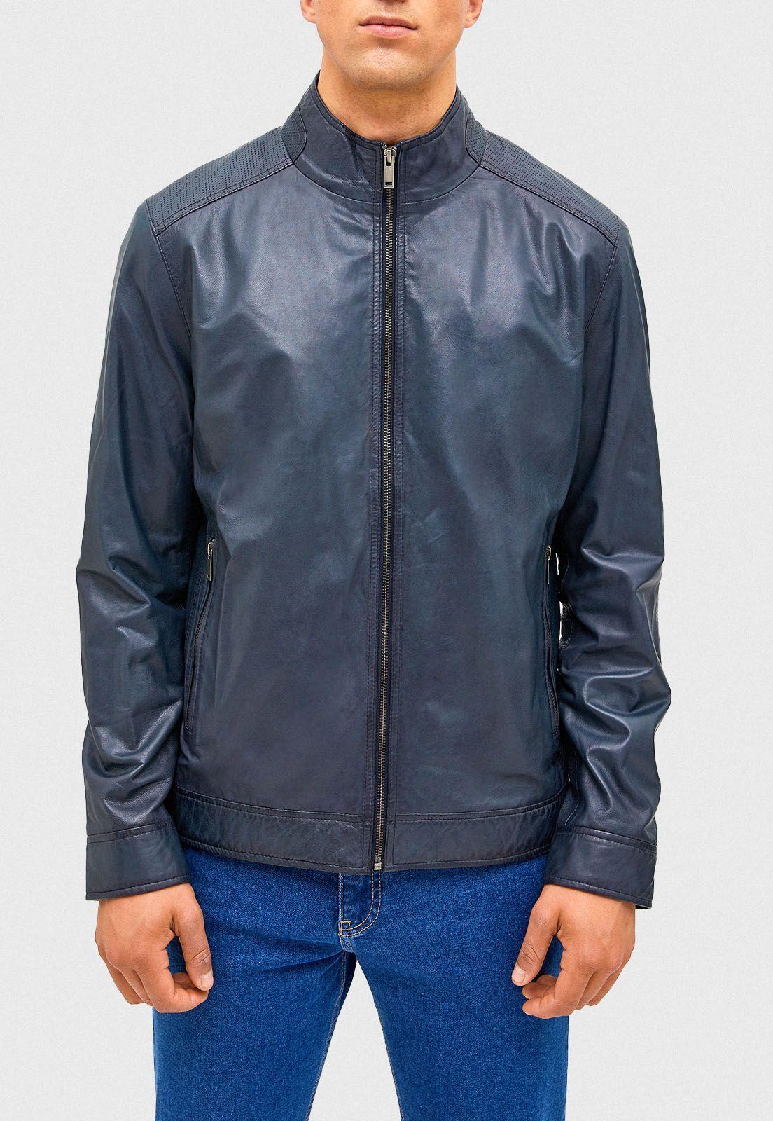 Chaqueta cuero Abele Azul Marino-0