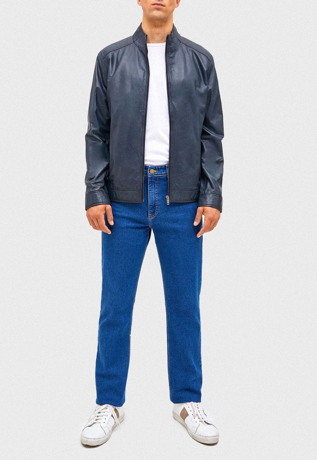 Chaqueta cuero Abele Azul Marino-3