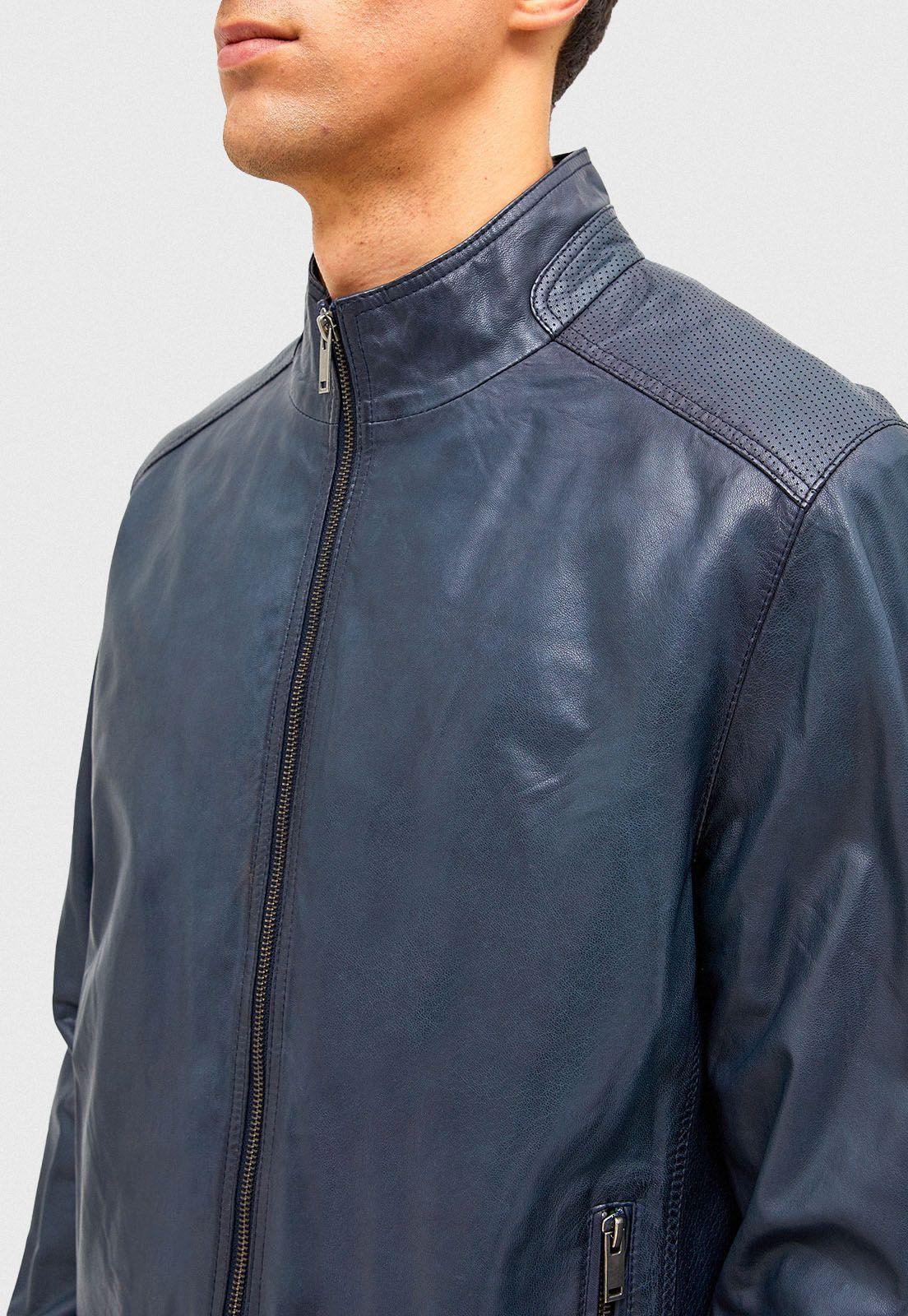 Chaqueta cuero Abele Azul Marino-2