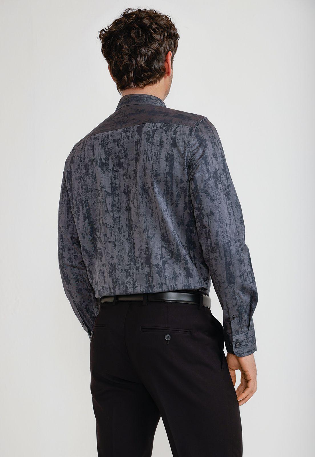Camisa Hombre Jacquard Negro Jacquard Shirt-1