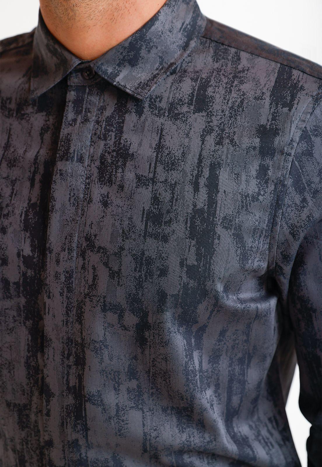 Camisa Hombre Jacquard Negro Jacquard Shirt-2