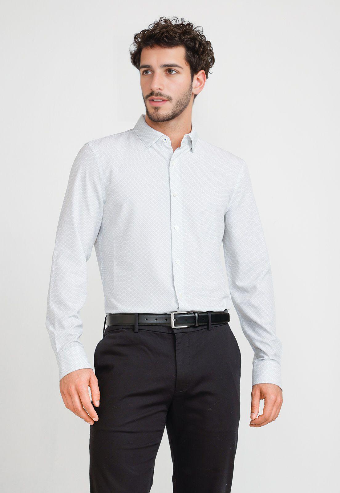 Camisa Hombre Total Stretch Estampada Beige-0
