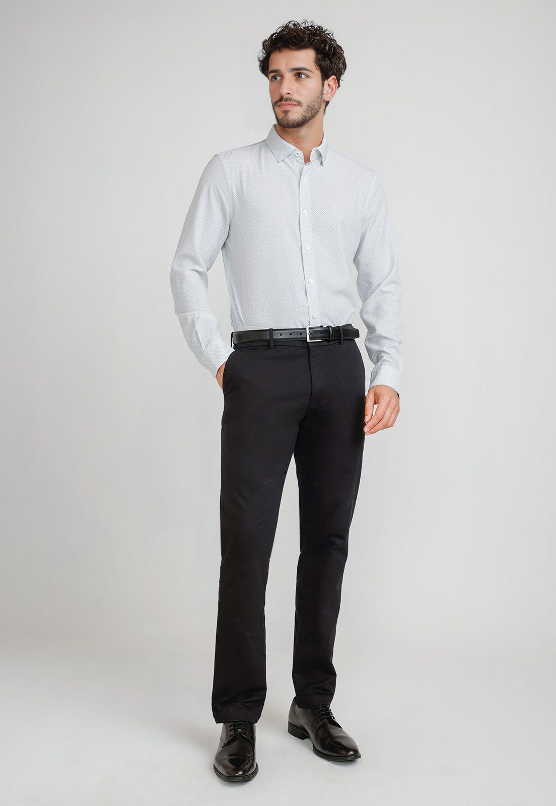 Camisa Hombre Total Stretch Estampada Beige-3