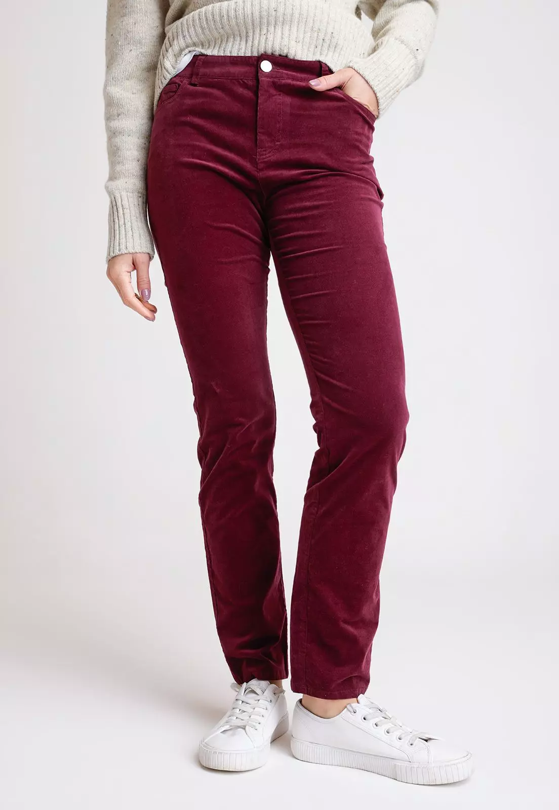Pantalón De Mujer Modelo Essam Color Burdeo-0