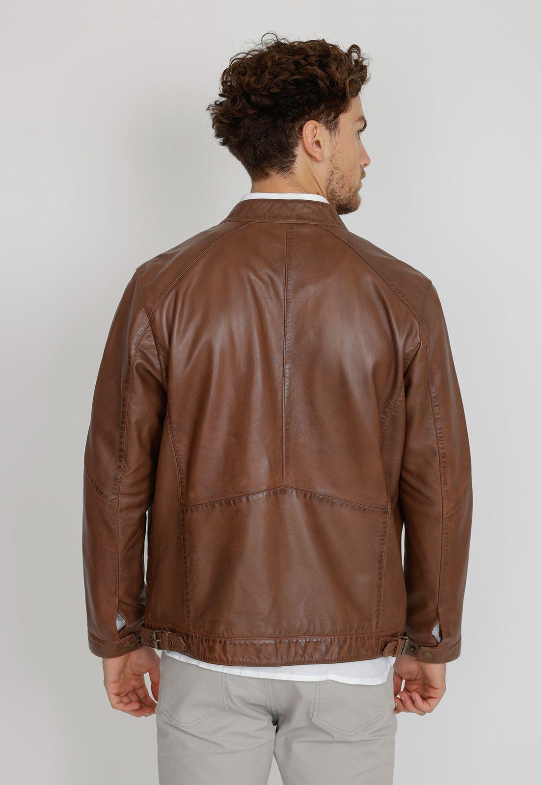 Chaqueta hombre Casual Slim Fit Amancio Cuero Tan-1
