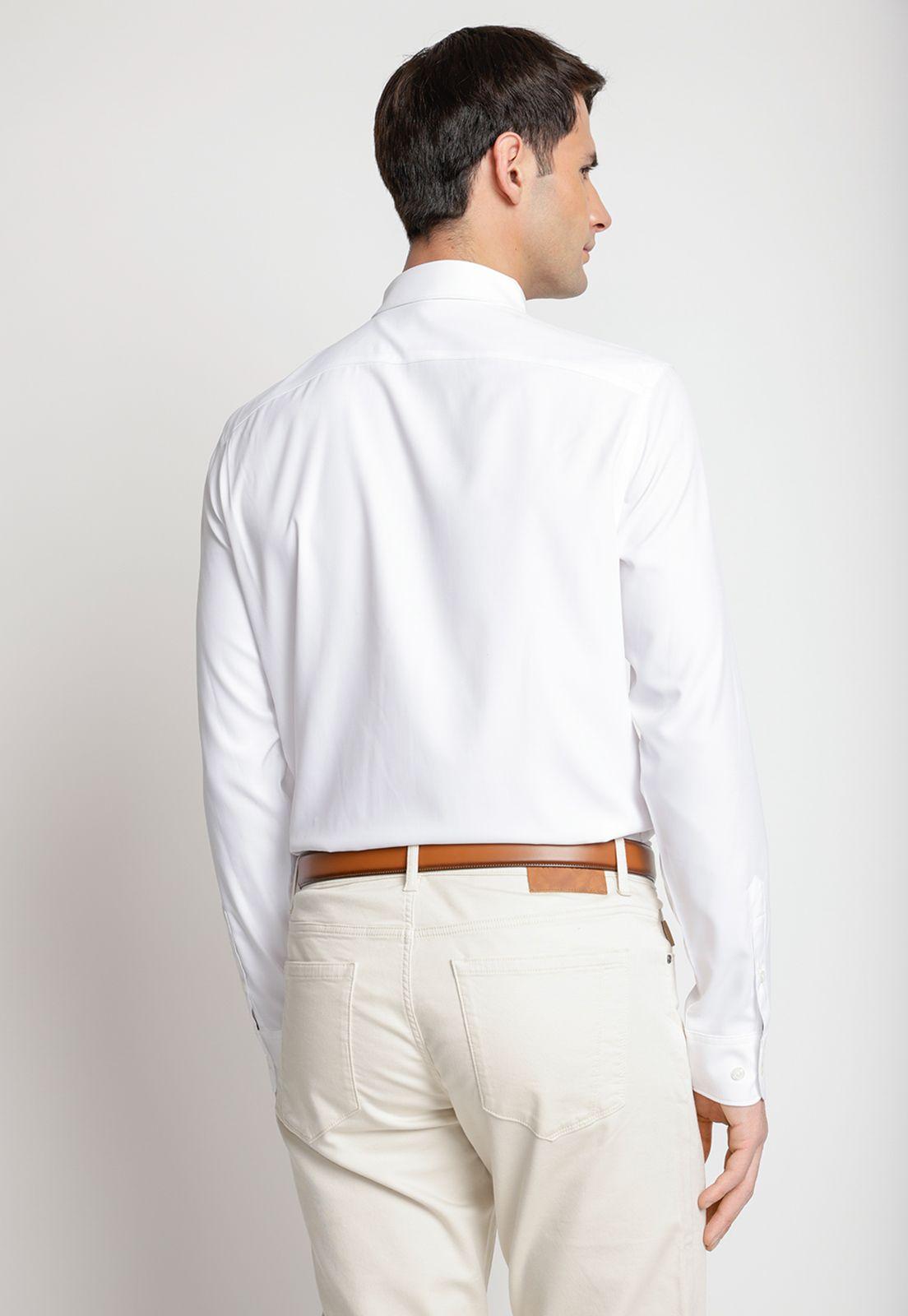 Camisa Hombre Manga Larga Total Stretch Lisa Blanco-1