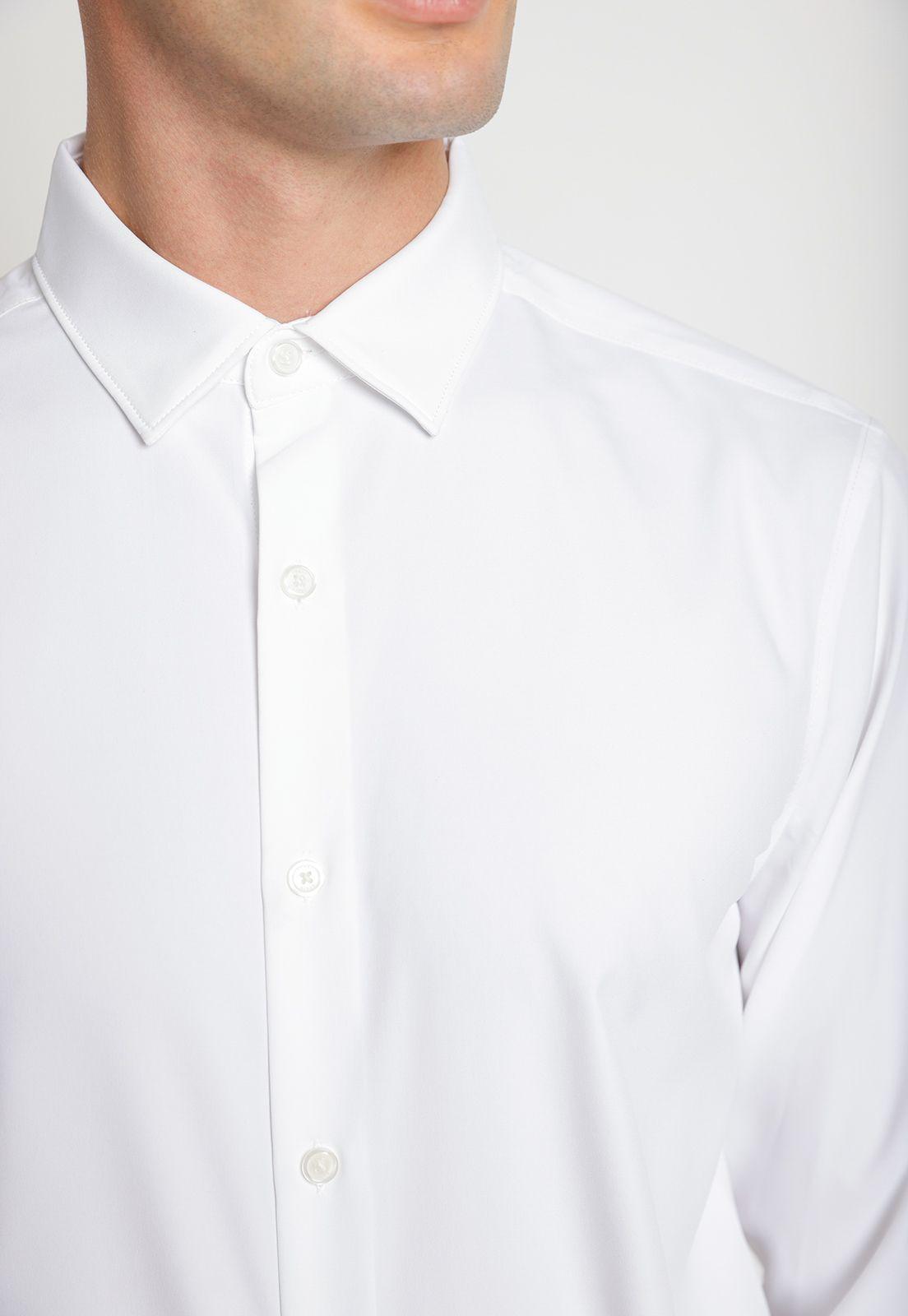 Camisa Hombre Manga Larga Total Stretch Lisa Blanco-2